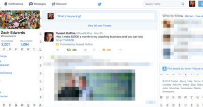 Twitter serves up “make money fast” sponsored tweet